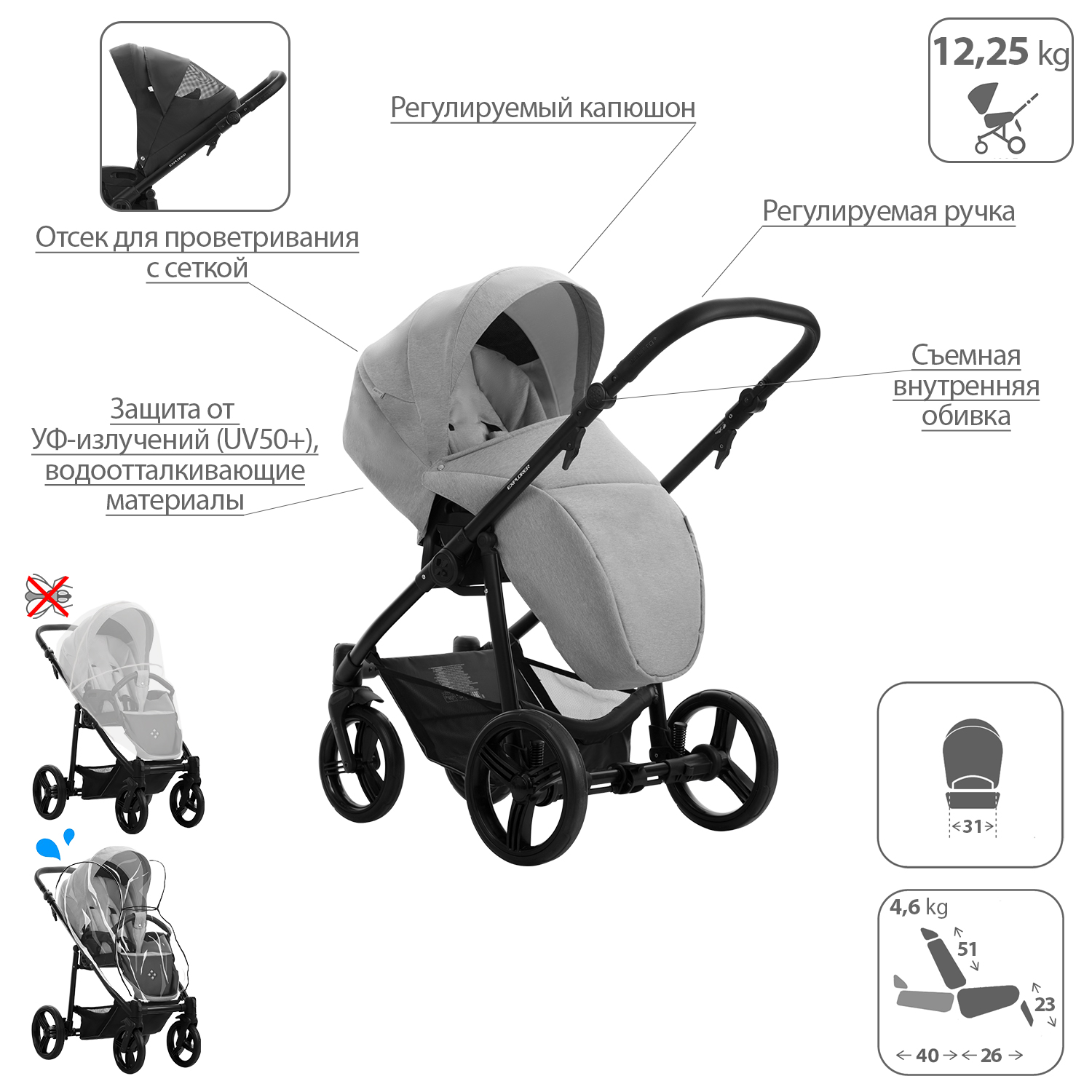Коляска 2в1 Bebetto Explorer Air Lux - фото 5