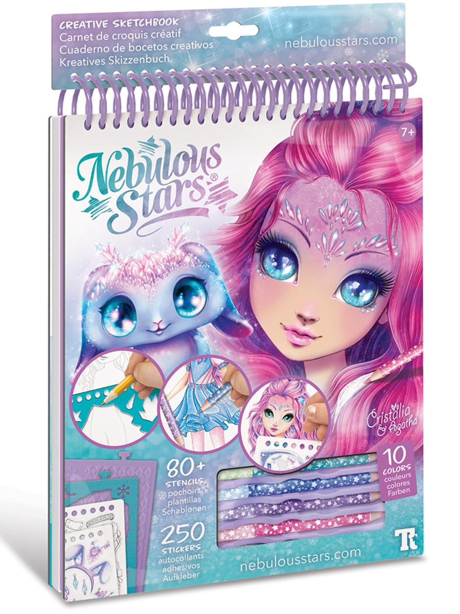 Изображение товара Раскраска для девочек Nebulous Stars Кристалия набор для творчества с трафаретами и наклейками