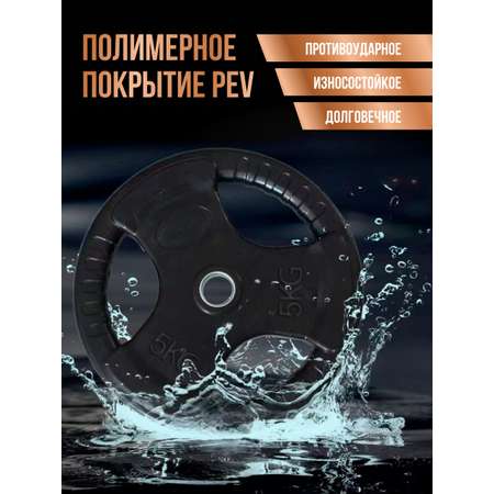 Диск обрезиненный Perfetto Sport с тремя хватами 5,0 кг 2 шт PS-827