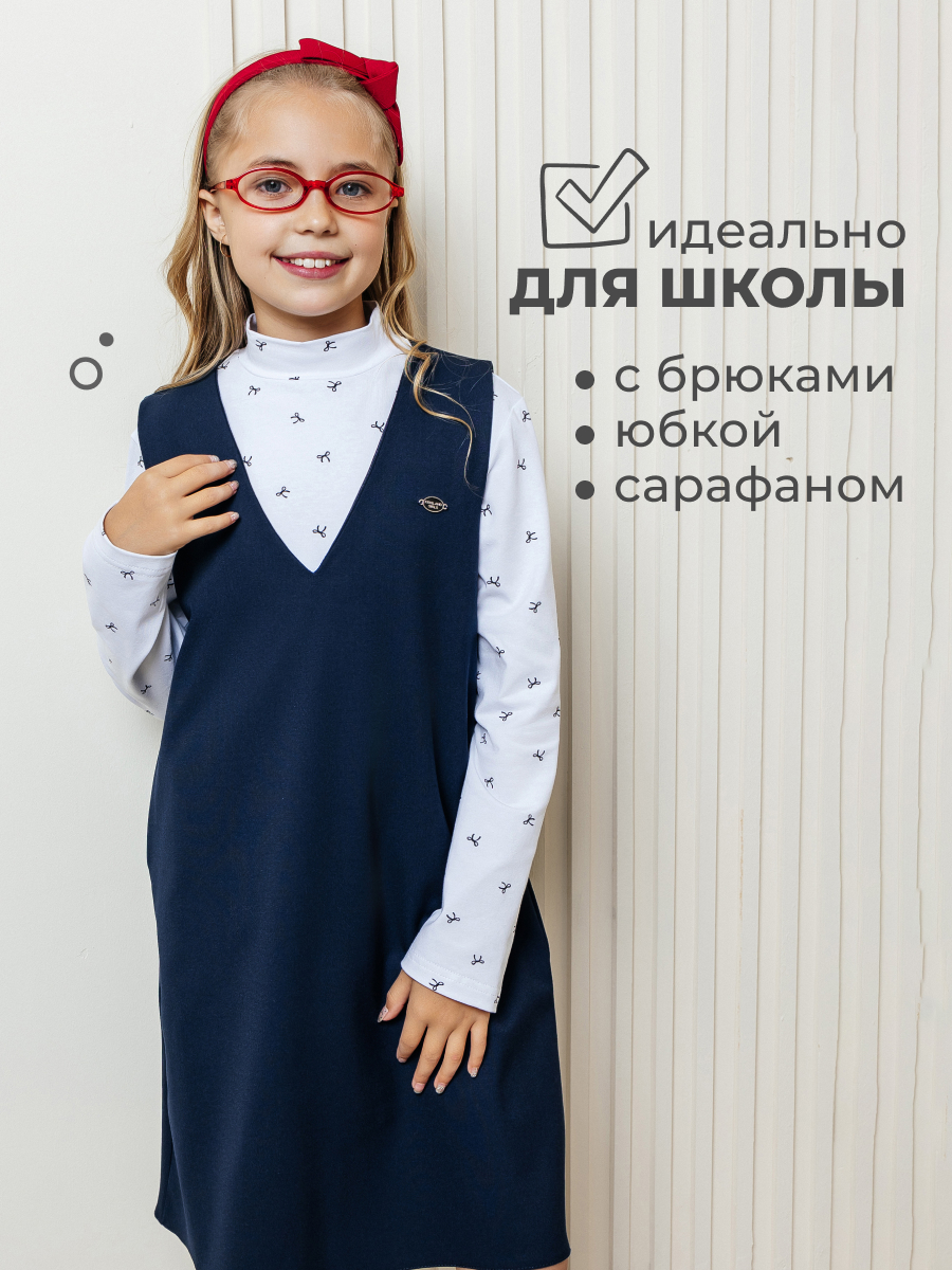 Водолазка Селтекс Ю_ДК68 белый/бантик мини черный - фото 4