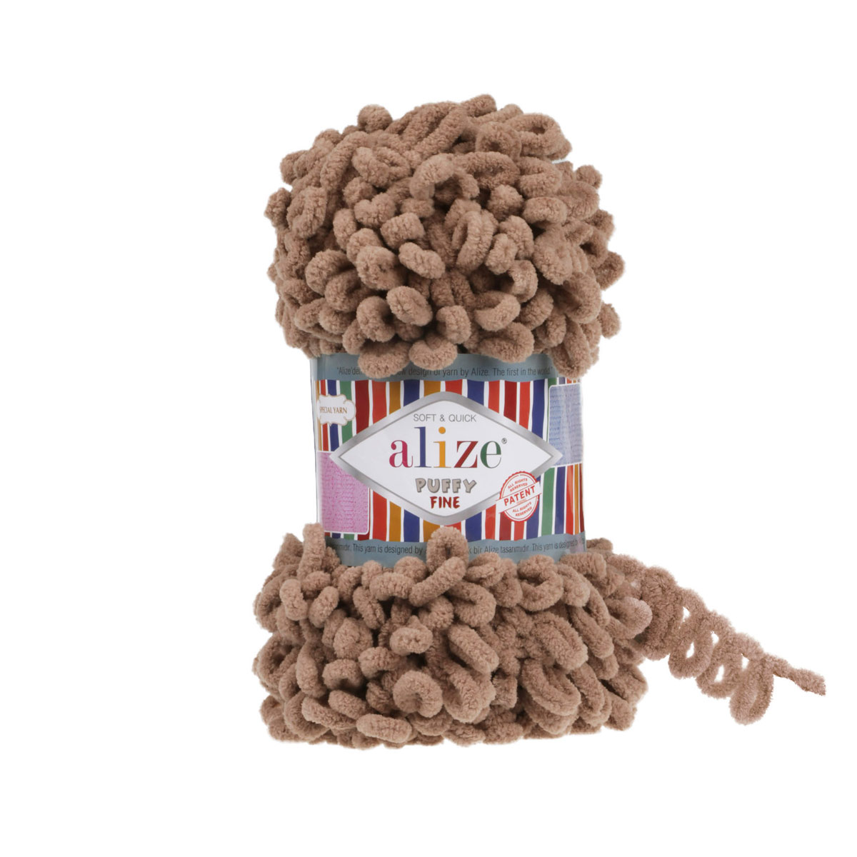 Пряжа для вязания Alize puffy fine 100 г 14.5 м микрополиэстер фантазийная мягкая 329 молочно-коричневый 5 мотков - фото 13
