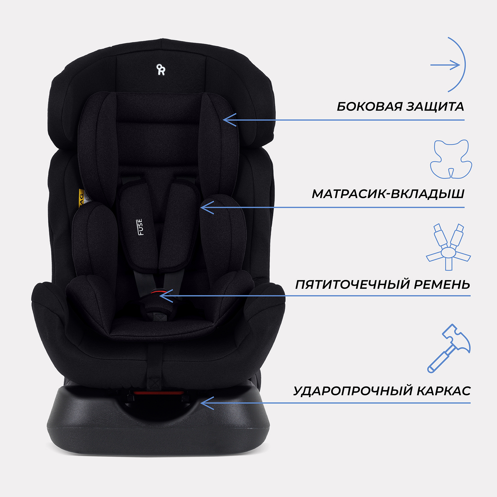 Автокресло Rant Basic Rant basic Fuse 0+/1/2 (0-25 кг) черный - фото 6