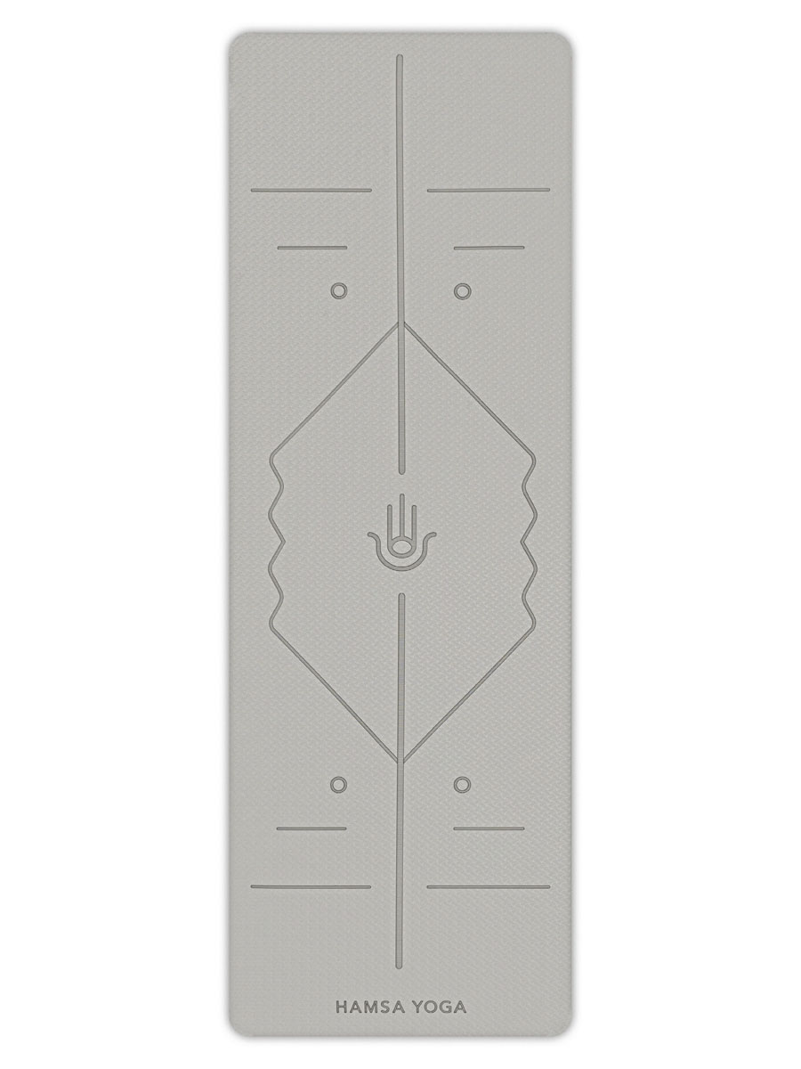 Коврик для йоги и фитнеса Hamsa Yoga TPE 183х61х0.6 см серый - фото 6