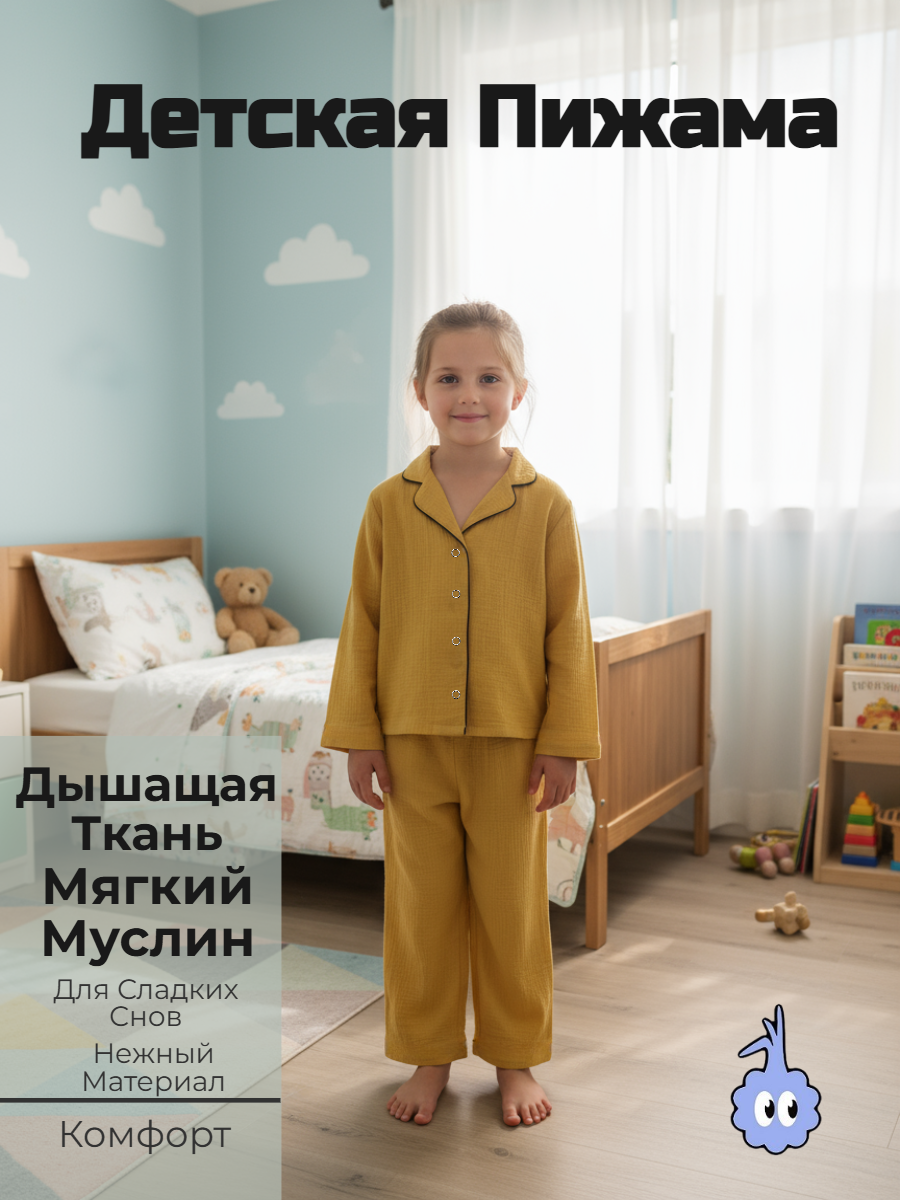 Пижама КВАРК лук пижама-муслин-горчица - фото 3