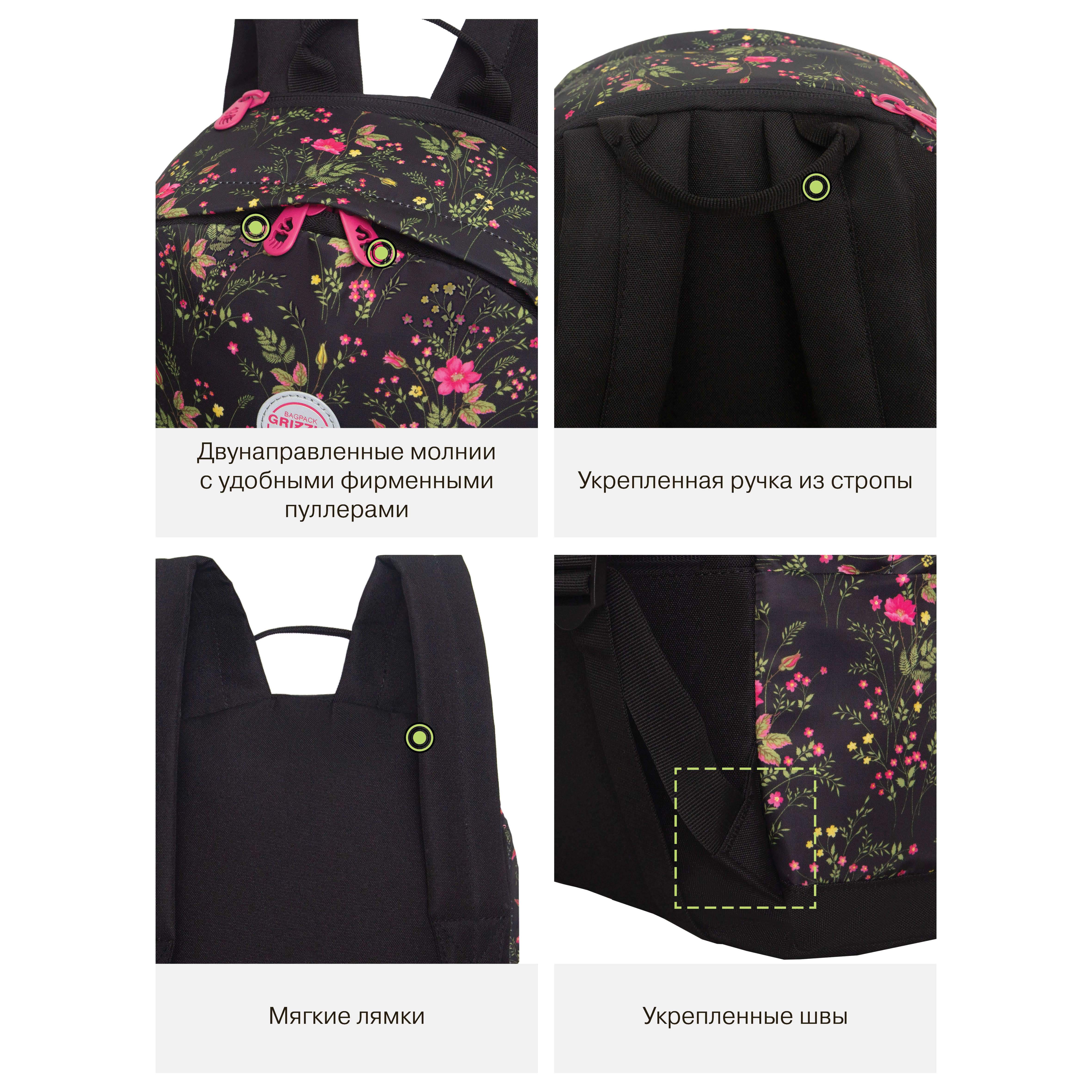 Рюкзак Grizzly Цветы - фото 11
