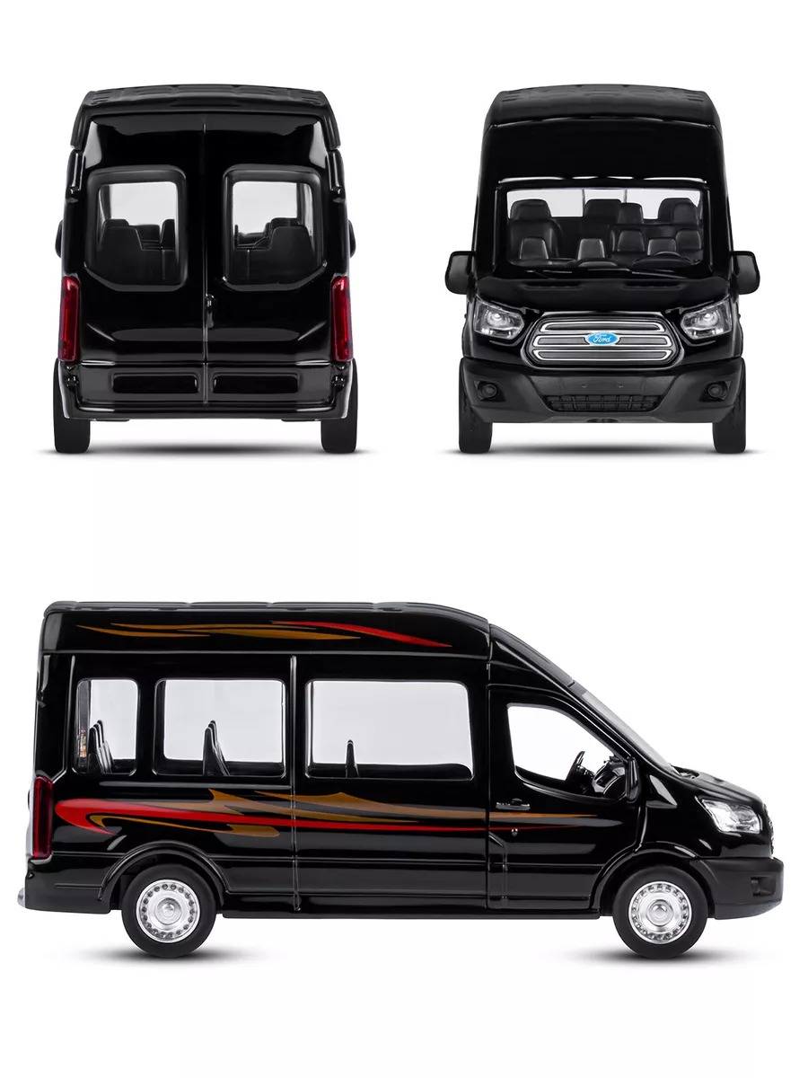 Автомобиль АВТОпанорама Ford Transit 1:52 черный JB1251272 - фото 5