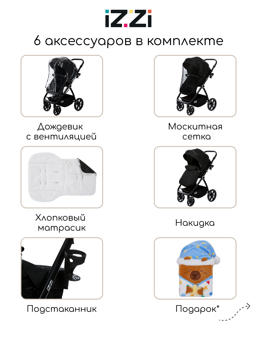 Коляска трансформер iZZi Универсальная черный - фото 8
