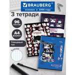 Общая тетрадь Brauberg клетка 96 лист. 3 шт.