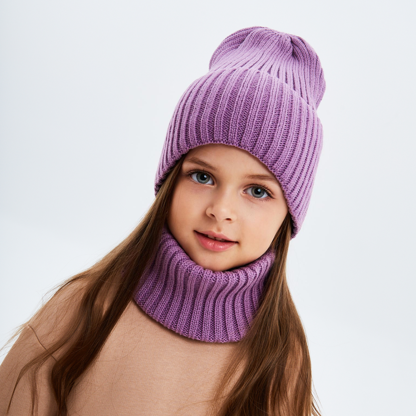 Шапка и снуд KUBRIO NYC-H-35-pumpk-lilac - фото 2