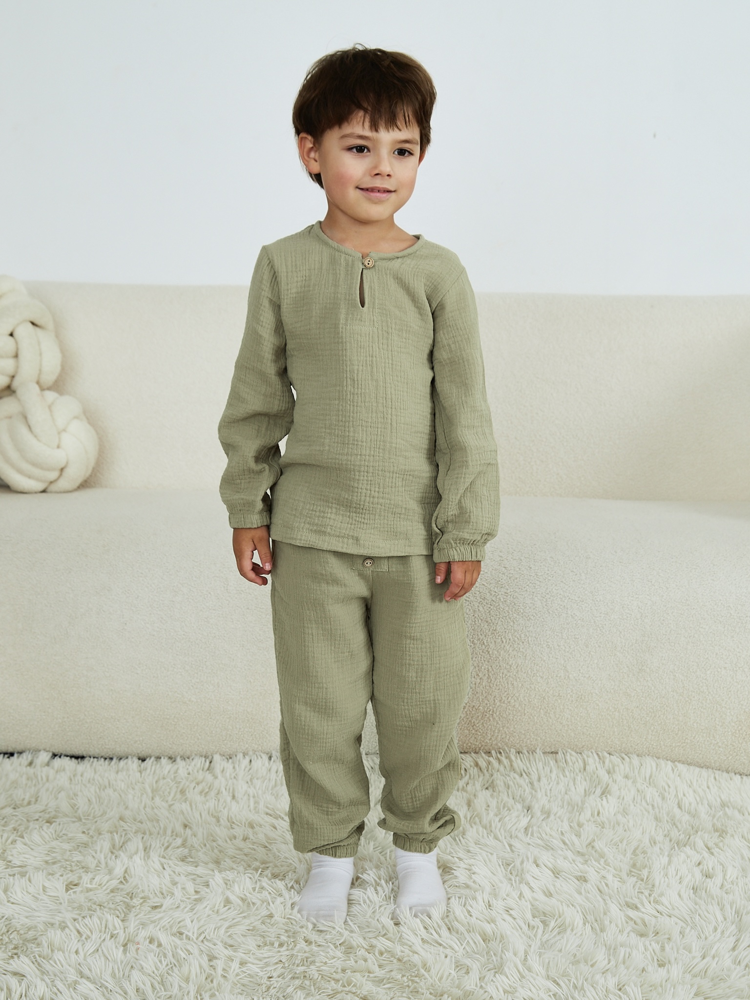 Лонгслив и брюки MOUN Костюм_муслин_эвкалипт - фото 1