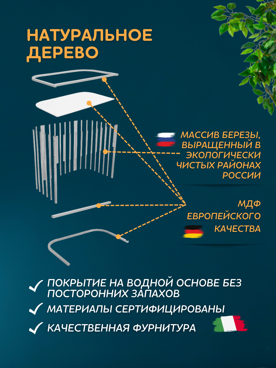 Детская кроватка Азбука Кроваток прямоугольная, без маятника (серый) - фото 8