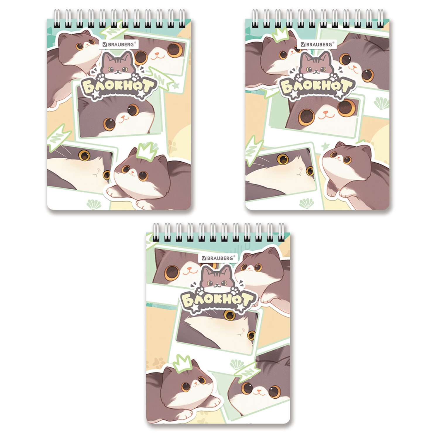 Блокнот Brauberg Милые коты А6 60 лист. в ассортименте - фото 1