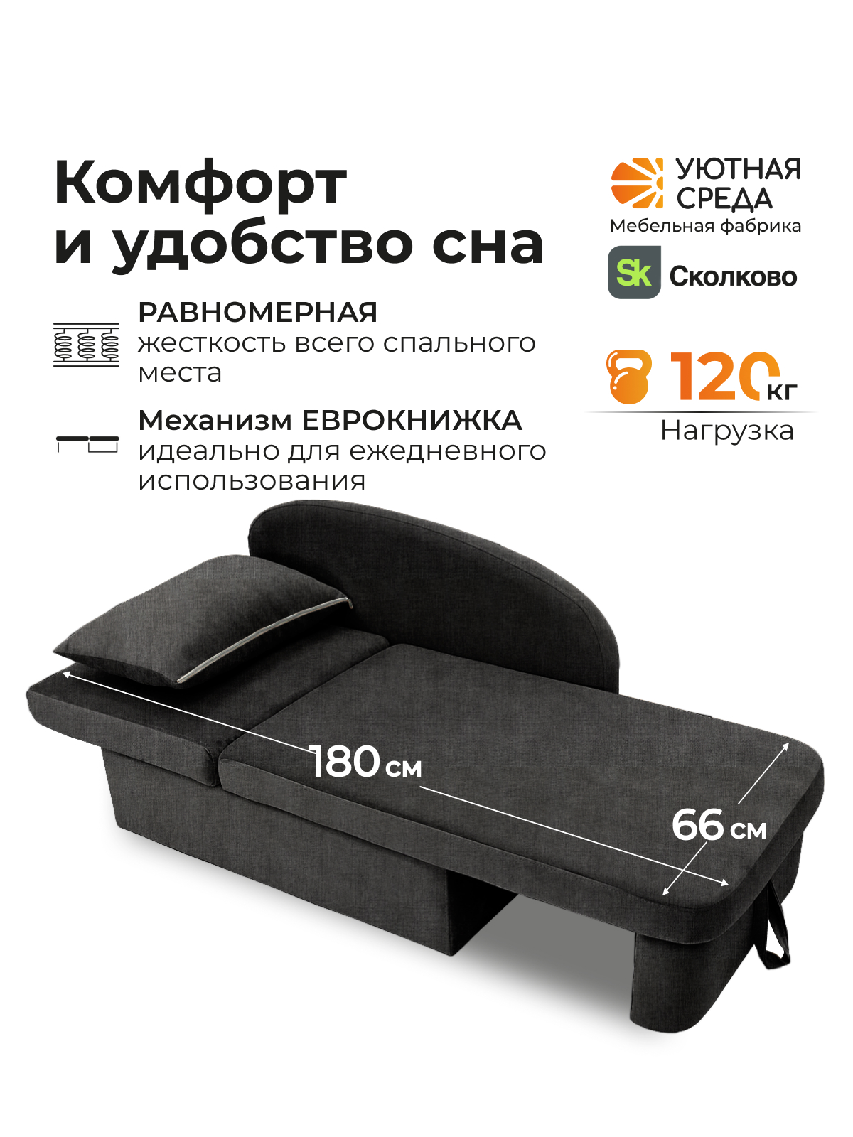 Диван Уютная среда рогожка графит левый черный - фото 5