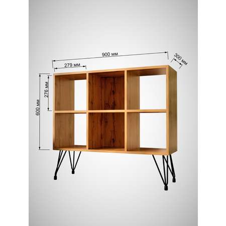 Стеллаж WoodSteel горизонтальный в стиле Лофт Liverpool 90x30x83 см чёрный