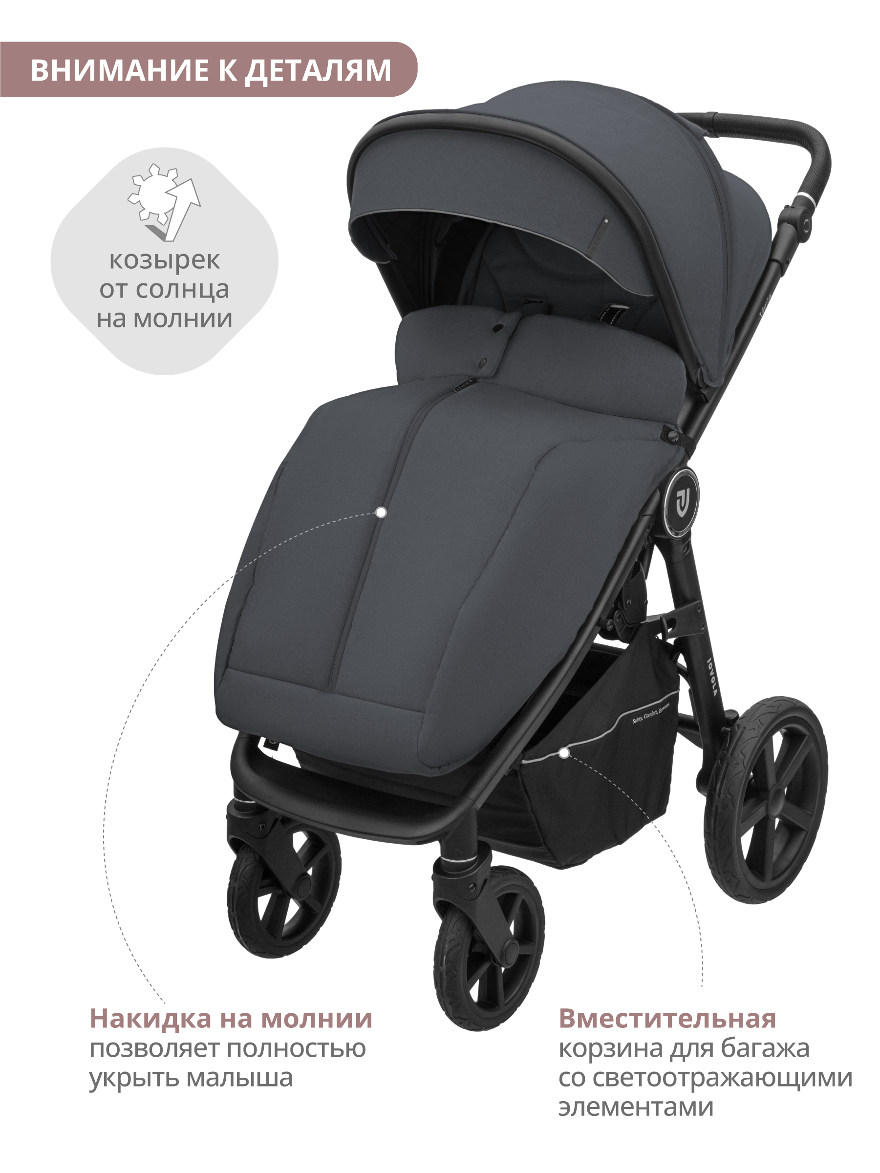 Коляска прогулочная JOVOLA VENTA графит - фото 4