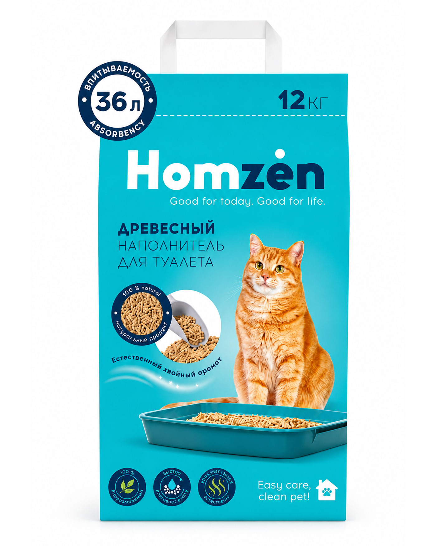 Наполнитель Homzen 36 л 12 кг впитывающий, древесный - фото 1