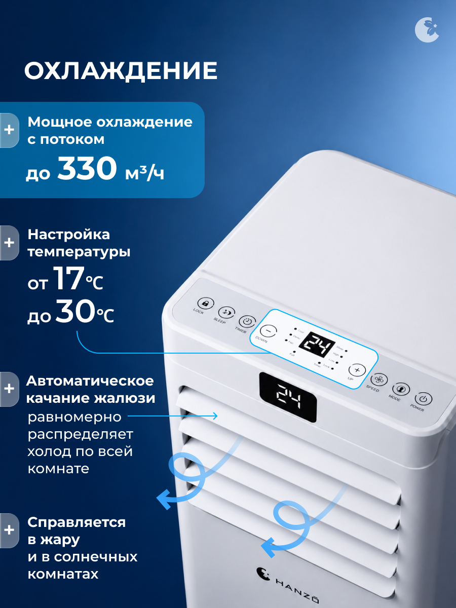 Мобильный кондиционер с осушением HANZO AV-2 - фото 3