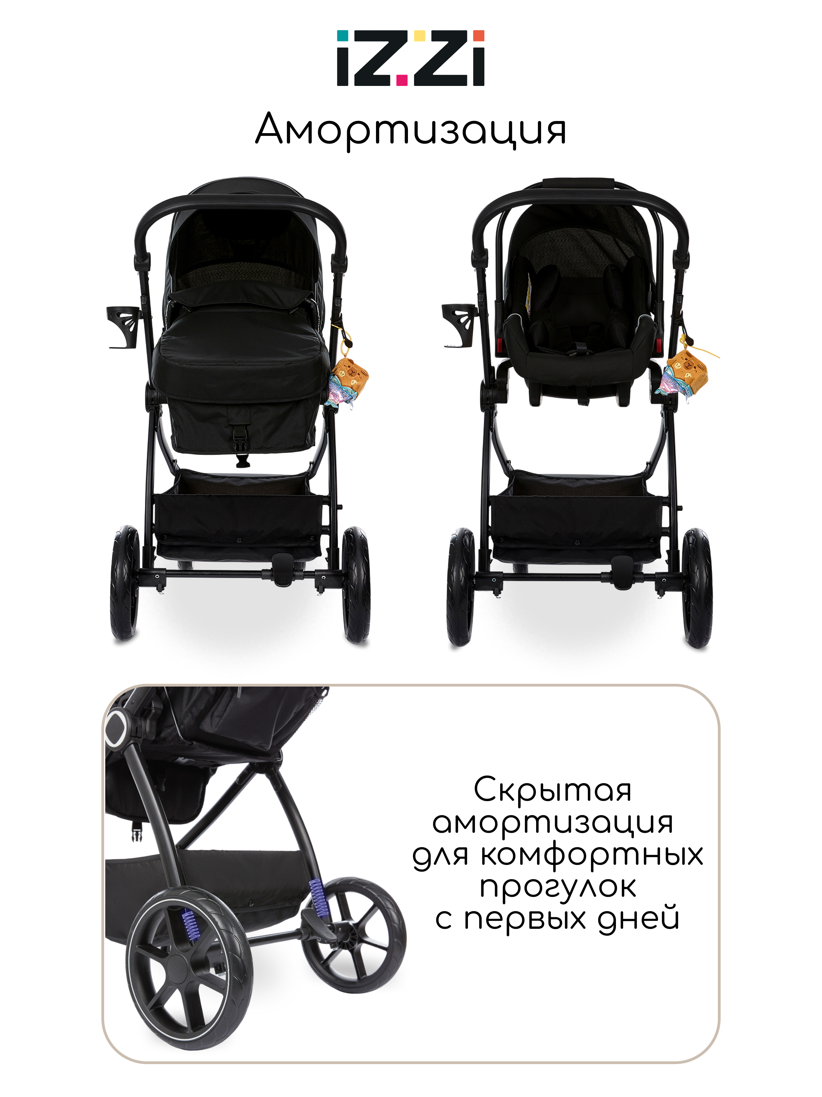 Коляска трансформер iZZi Универсальная черный - фото 9