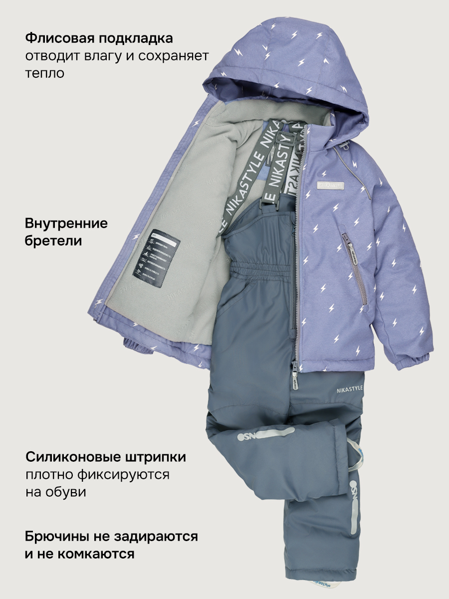 Куртка и полукомбинезон NIKASTYLE 7м0926 деним/серый - фото 4