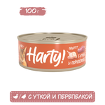 Корм для кошек Harty 100г паштет с уткой и перепелкой для взрослых консервированный