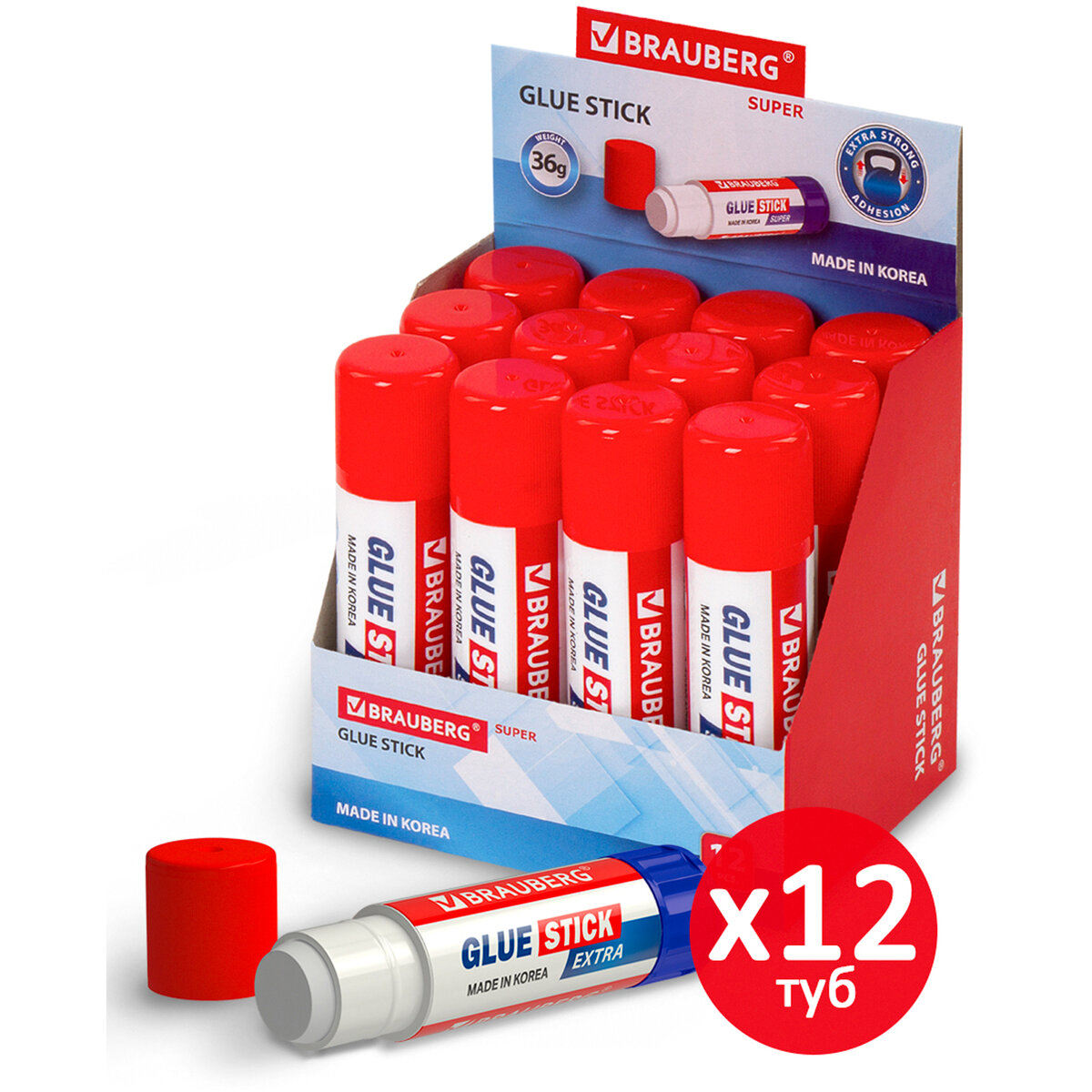 Клей-карандаш Brauberg 36 г 12 шт. - фото 2