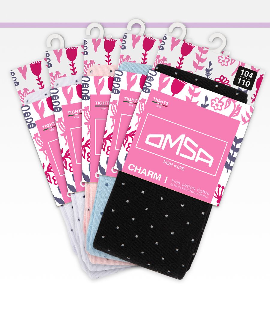 Колготки 5 пары Omsa Collant 12Р31 2Bianco/Rosa/Blu Сhiaro/Nero.кмп.5 - фото 1