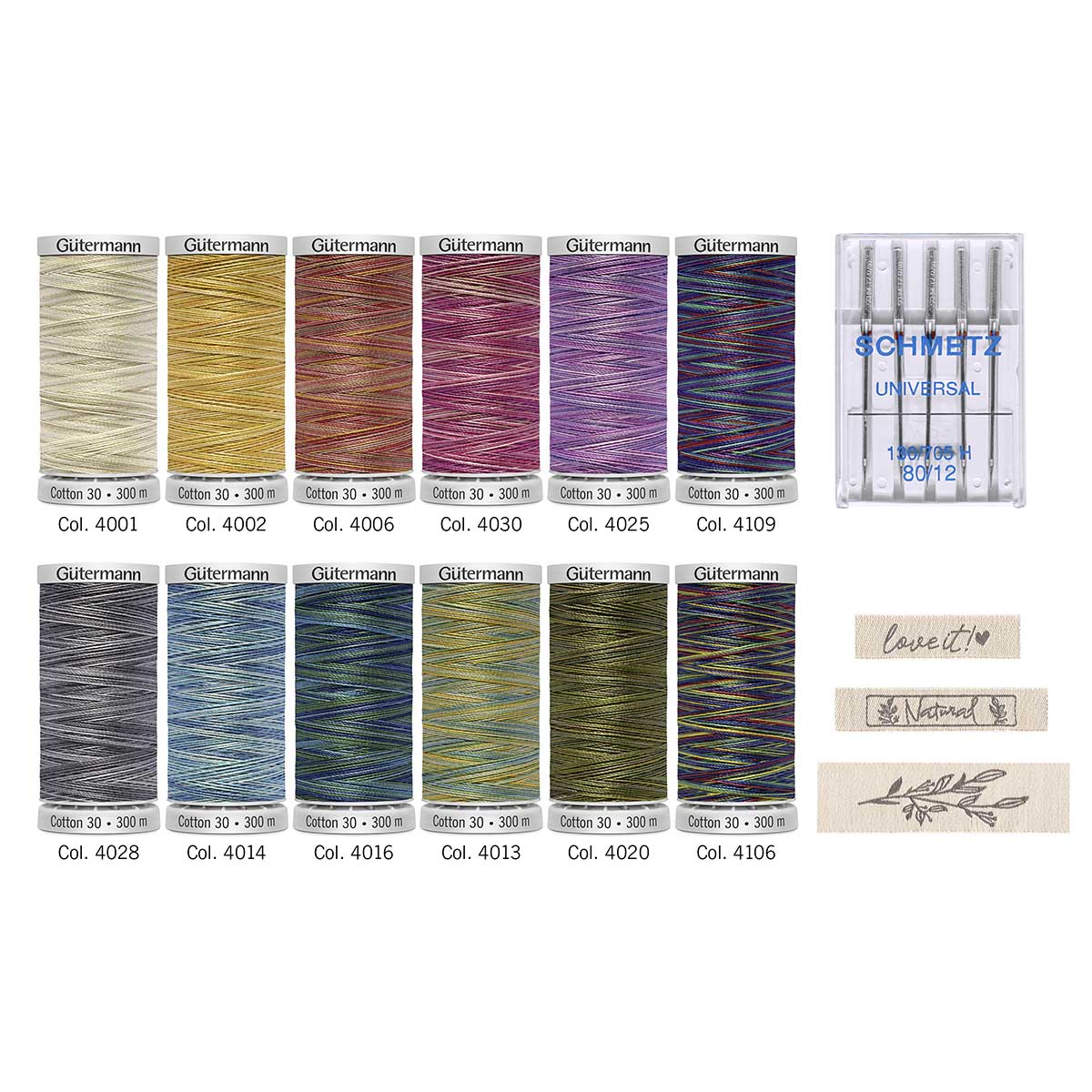 Нитки для шитья набор швейный Guttermann Cotton 30/300м 12 катушек 100% хб - фото 5