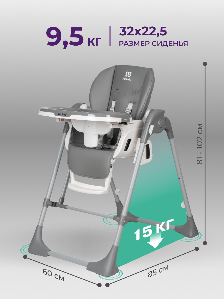 Стульчик для кормления Farfello Multa серый - фото 7