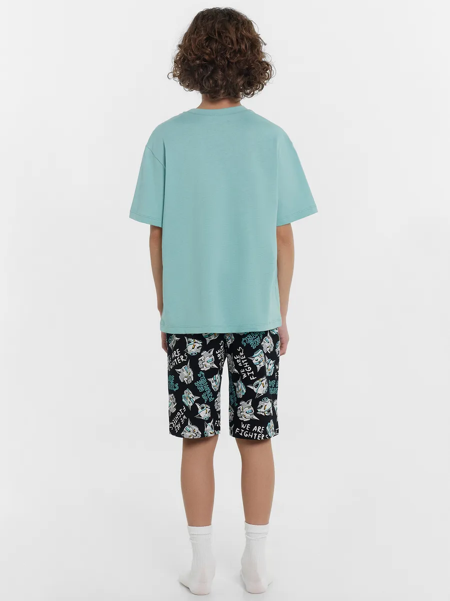 Пижама Mark Formelle (Марк Формэль) 563327/пыльная бирюза +робокоты на черном - фото 3