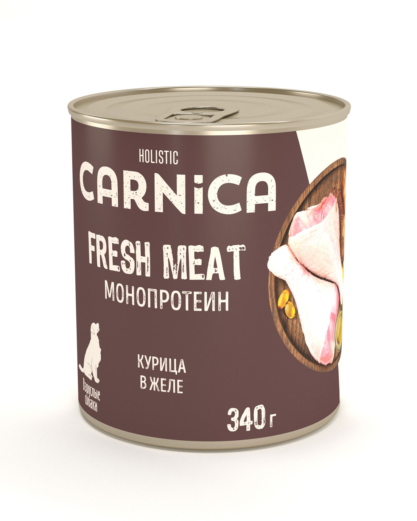Корм консервированный CARNICA полнорационный для взрослых собак монопротеин Курица в желе 340г - фото 1