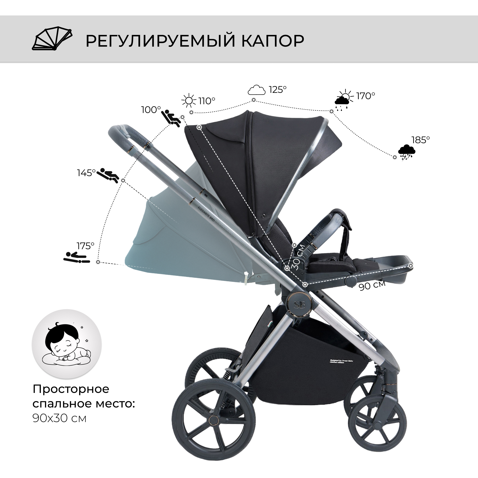 Коляска 3в1 Sweet Baby Elegante Black - фото 8