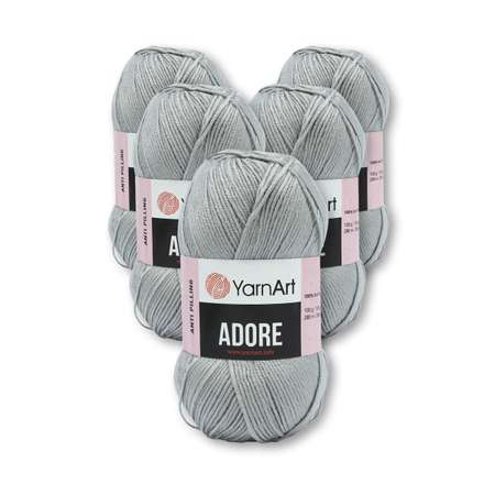 Пряжа для вязания YarnArt Adore 100 гр 280 м акрил с эффектом анти-пиллинга 5 мотков 346 серый