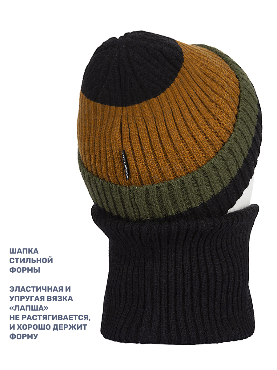 Комплект шапка и снуд NIKASTYLE 12з16524 черный/хаки - фото 5