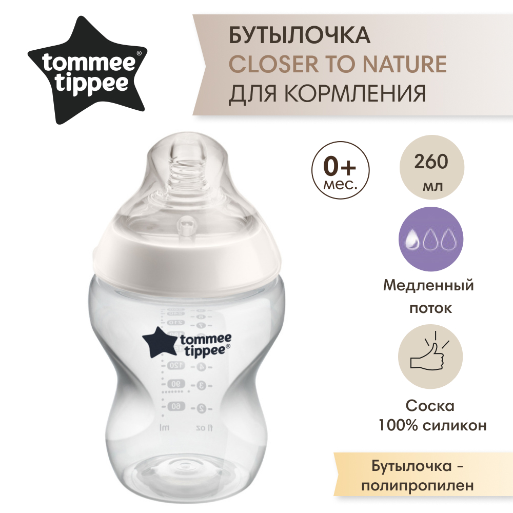Бутылочка Tommee tippee 260 мл в ассортименте - фото 1