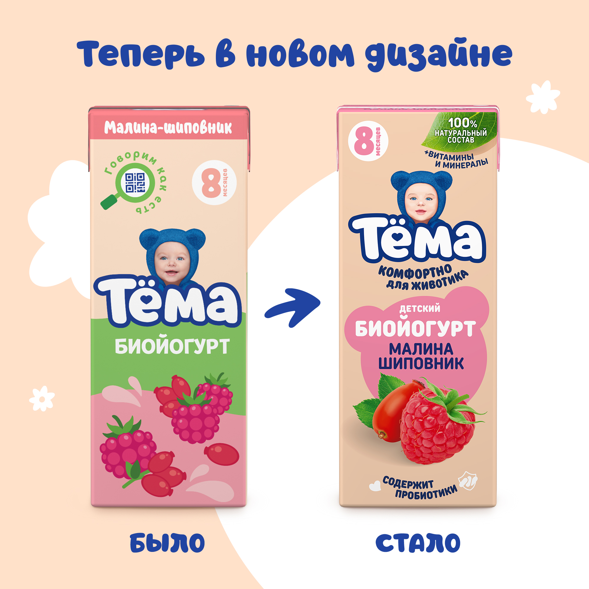 Биойогурт питьевой Тёма шиповник-малина (с витаминами) 2.8%210г - фото 5