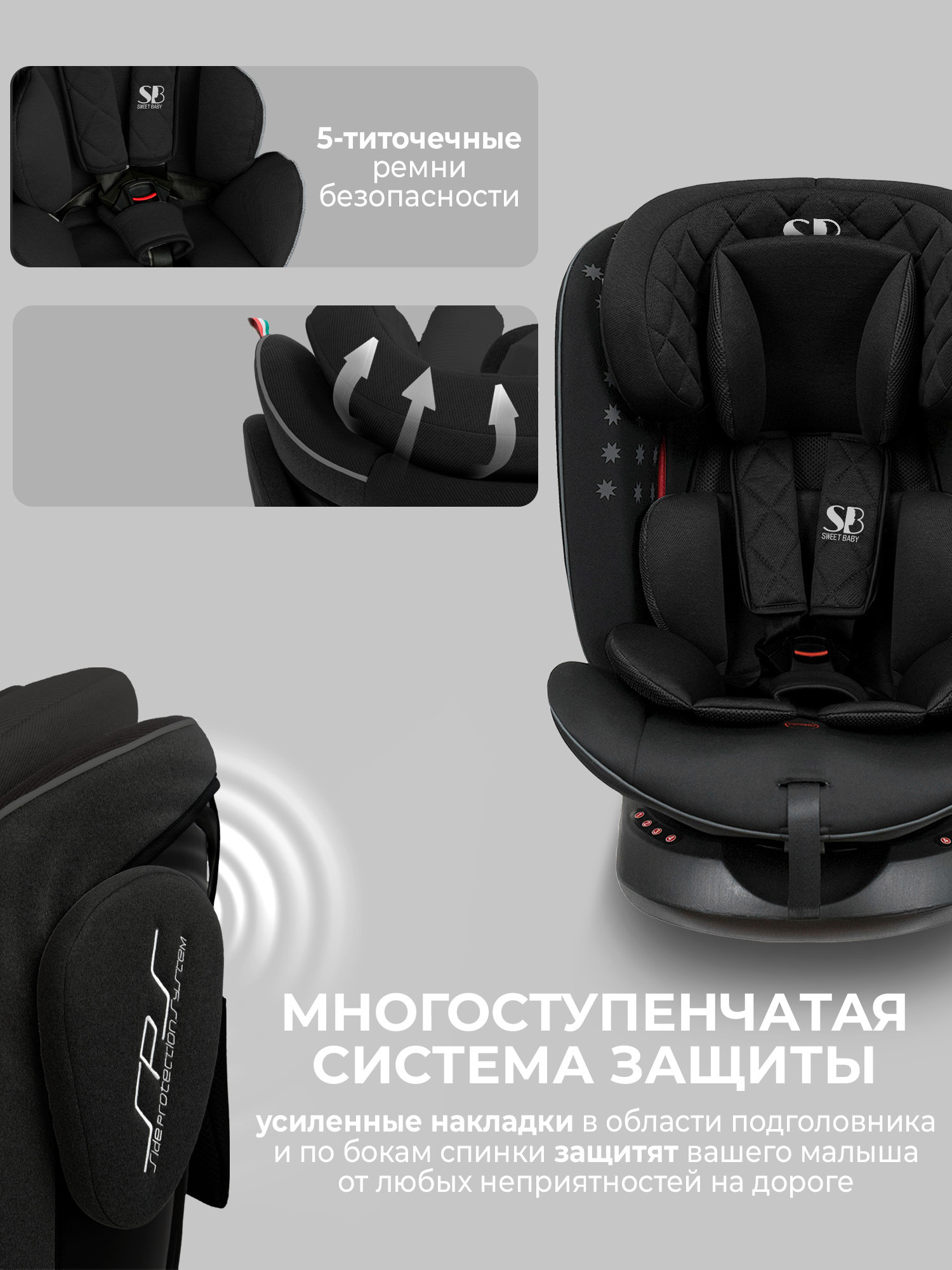 Автокресло Sweet Baby Crosstour Isofix 0+/1/2/3 (0-36 кг) черный - фото 3