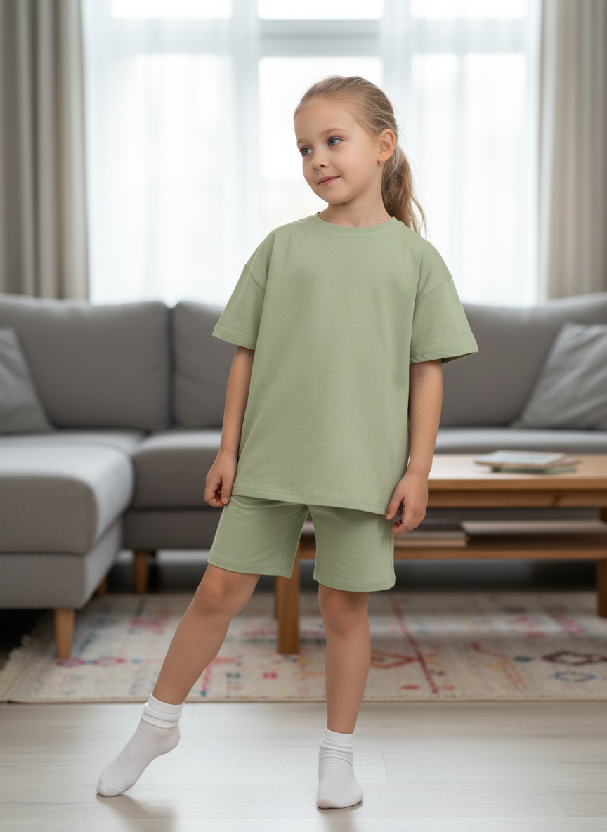 Футболка и шорты Утенок 7067 полынь - фото 2