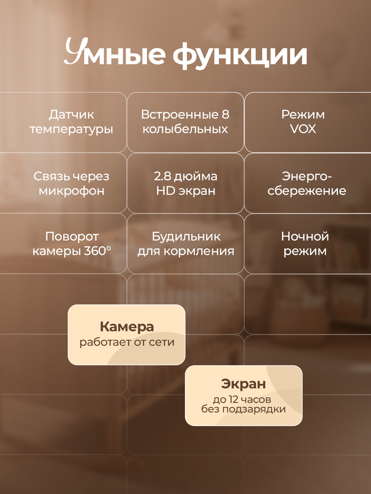 Видеоняня Хевель с монитором, с ночным видением - фото 3