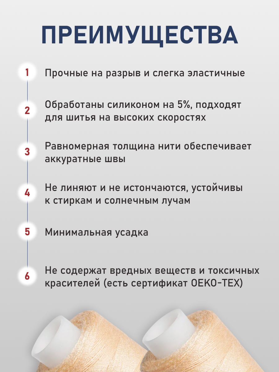 Нитки для шитья 40/2 Bestex 10шт цв 24 - фото 3