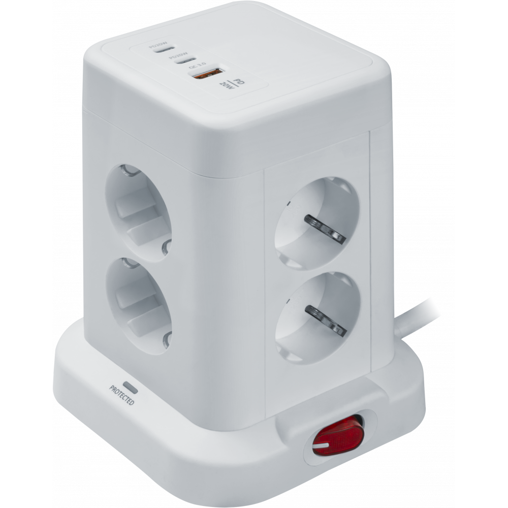 Сетевой фильтр с USBх3 Navigator 8 розеток, 16А, 1,8 м - фото 4