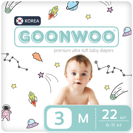 Подгузники GOONWOO M 22 шт.