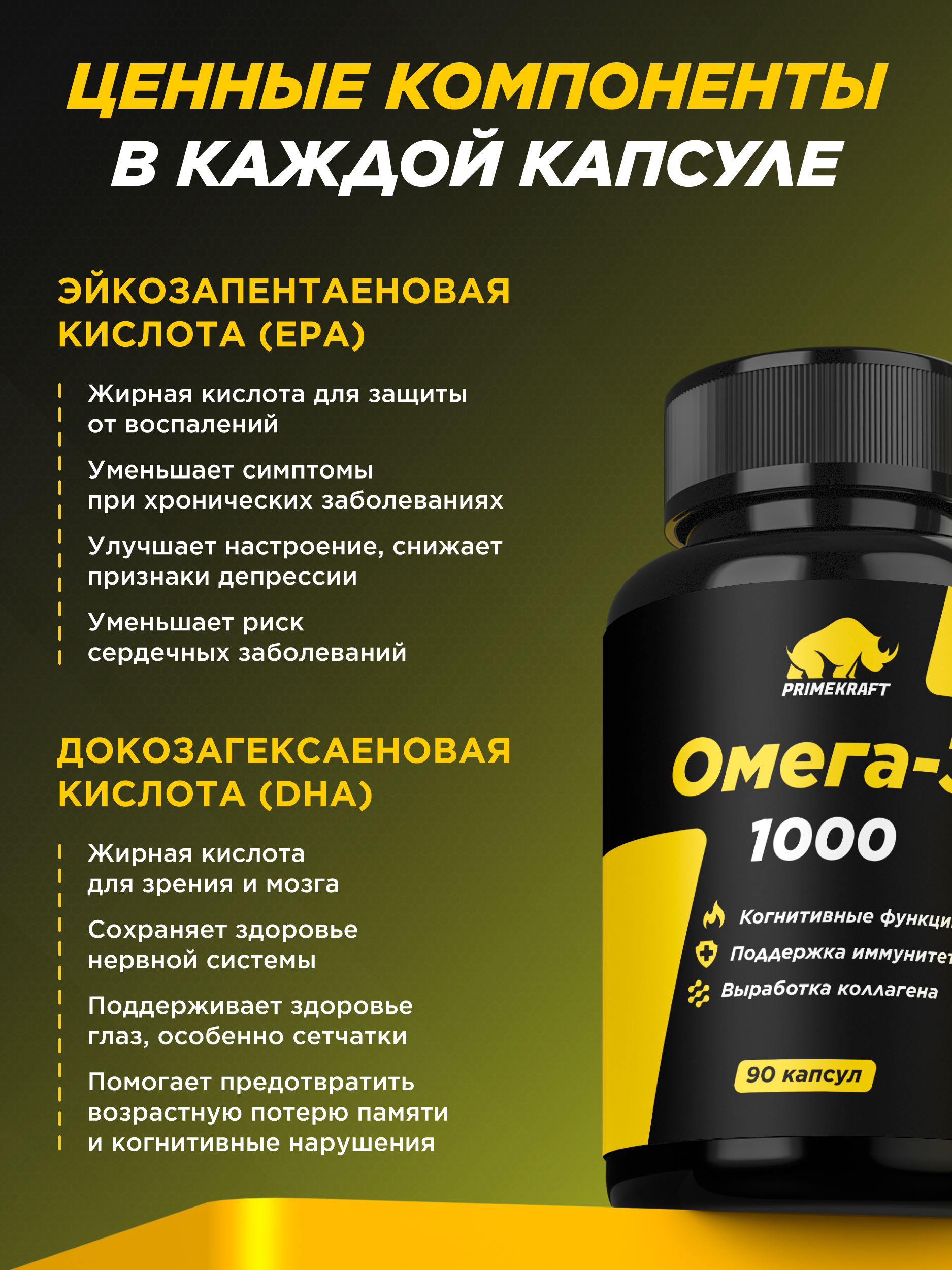 Омега-3 Prime Kraft 1000 mg 90 капсул Витамины для взрослых - фото 6