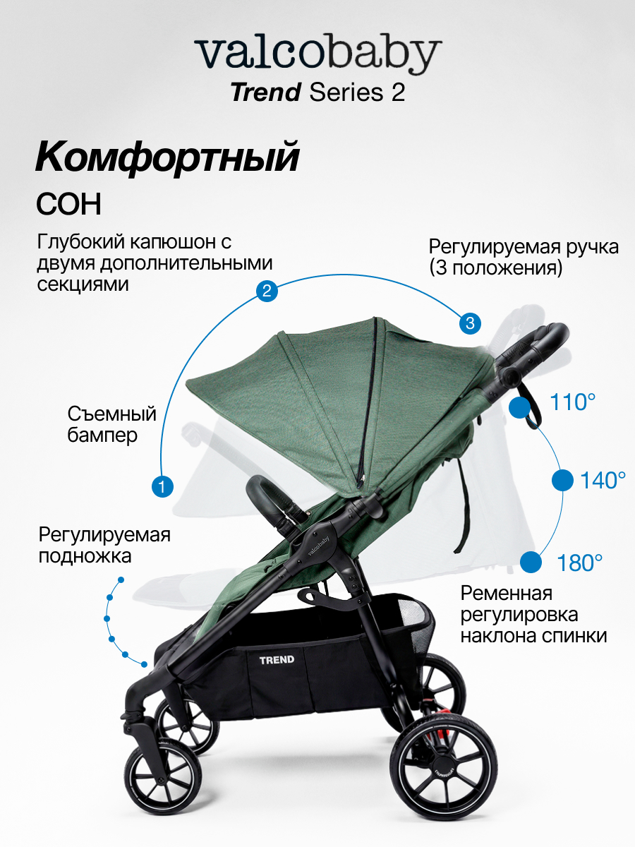 Коляска прогулочная Valco baby Trend серия 2 зеленый - фото 2