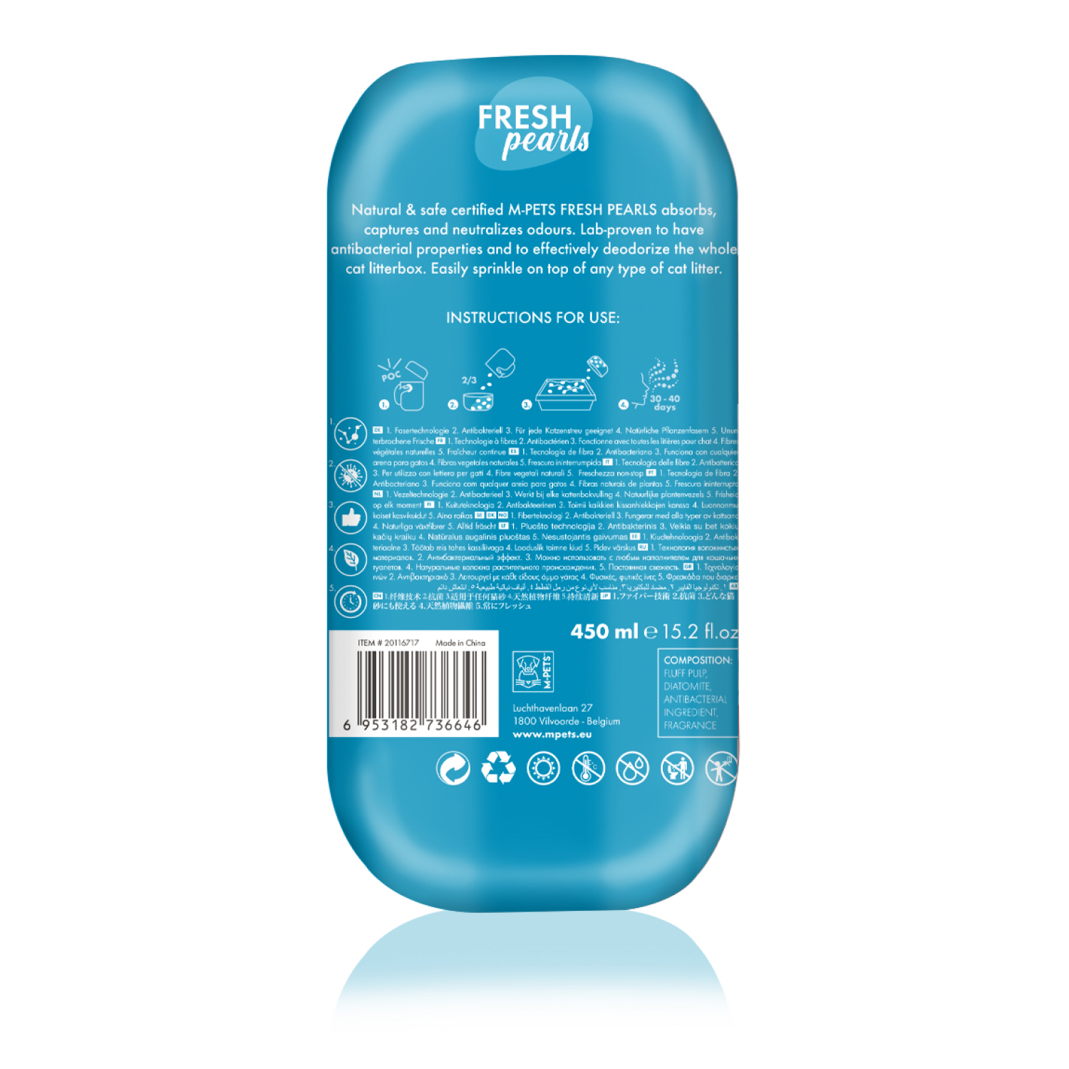 Гранулы для кошачьего туалета M-PETS Fresh Pearls океан 450мл - фото 3