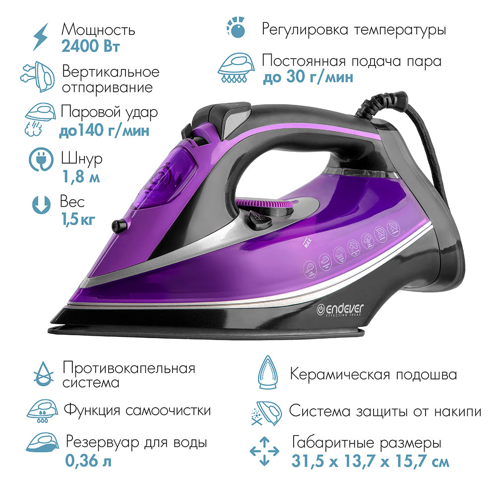 Электрический утюг ENDEVER DELTA-222 - фото 6