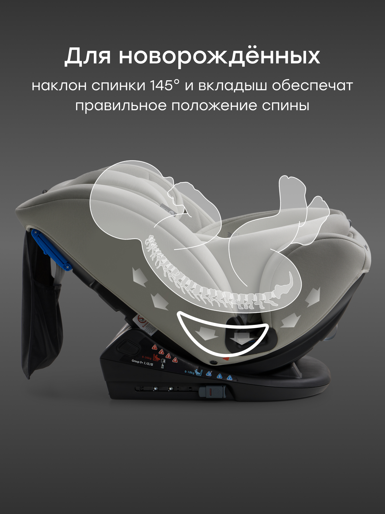 Автокресло Happy Baby Orex Isofix 0+/1/2/3 (0-36 кг) серый - фото 7