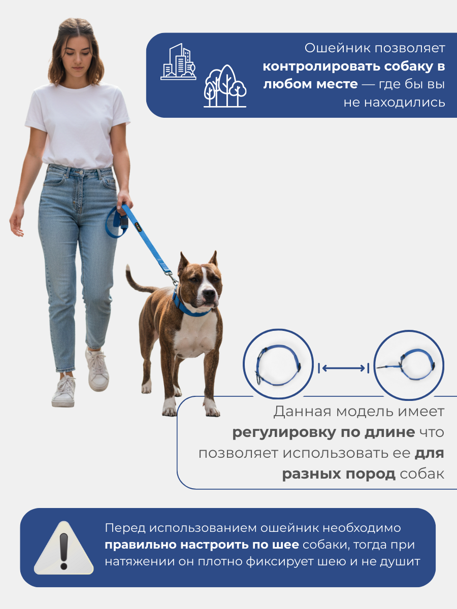 Ошейник для собак Easy Pets 5013 Half-choke collar синий р-р L 45-70см - фото 6
