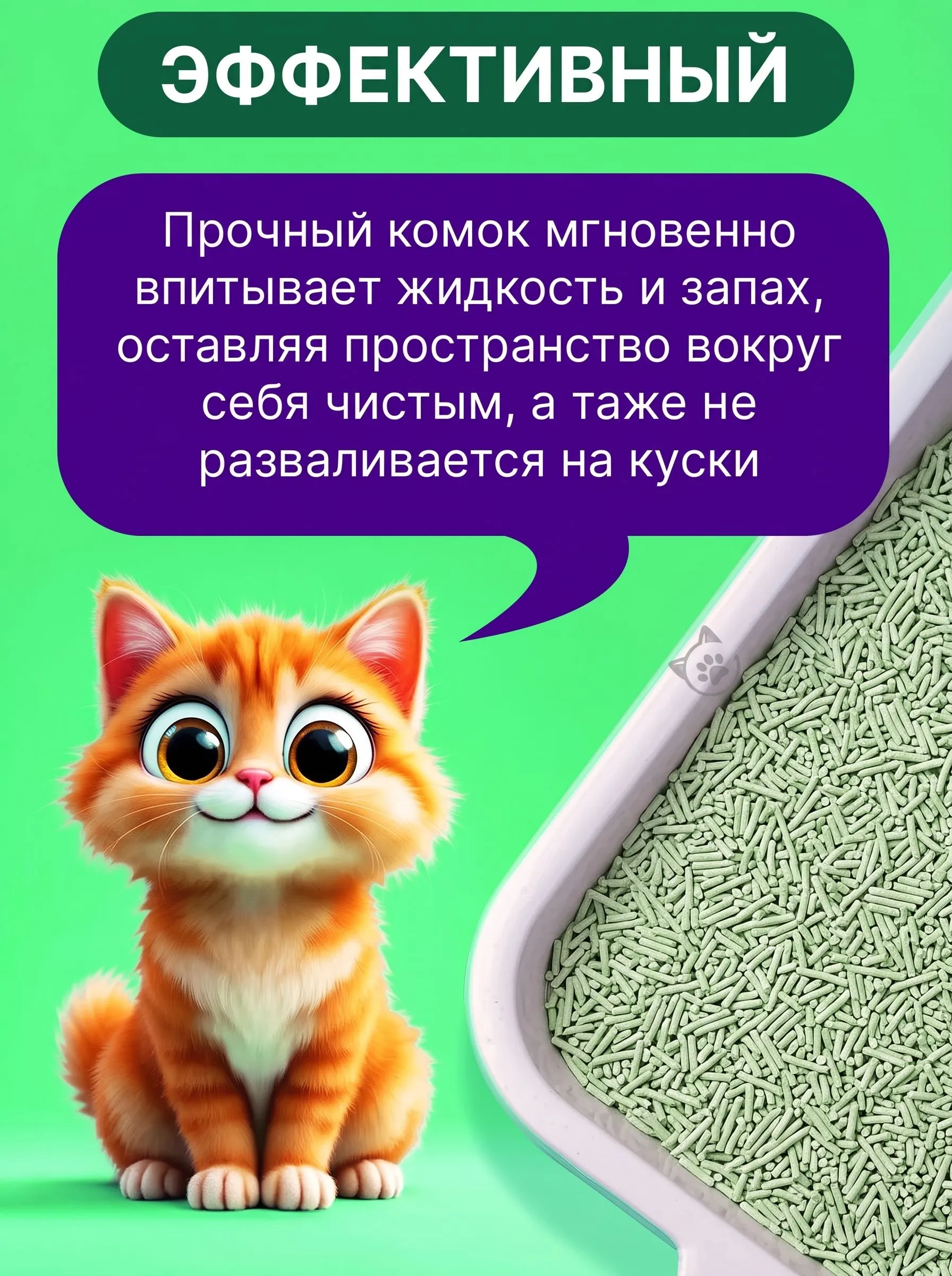 Наполнитель KiesKis растительный Зеленый чай 7 л 2.5 кг комкующийся - фото 4