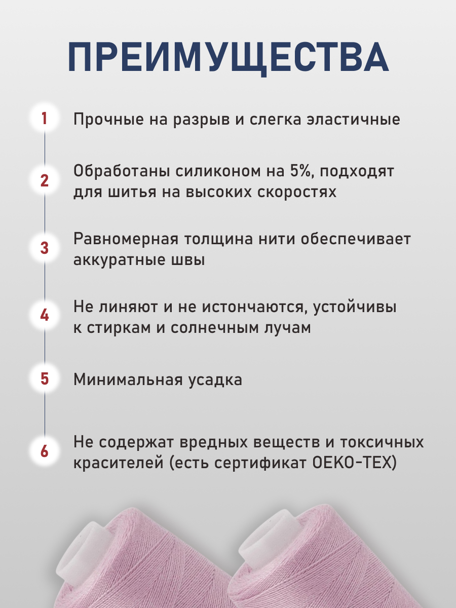 Нитки для шитья 40/2 Bestex 10шт цв 70 - фото 3