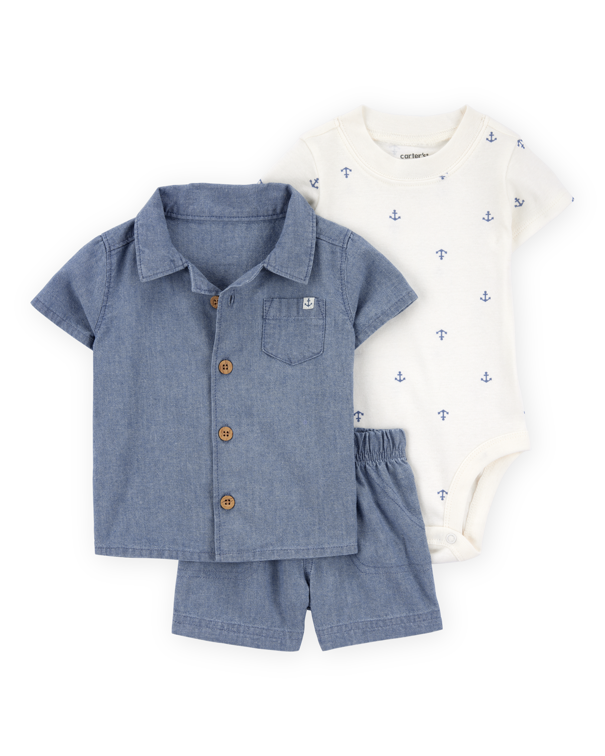 Изображение товара Комплект Carters 86 Боди, Рубашка и Шорты для мальчика
